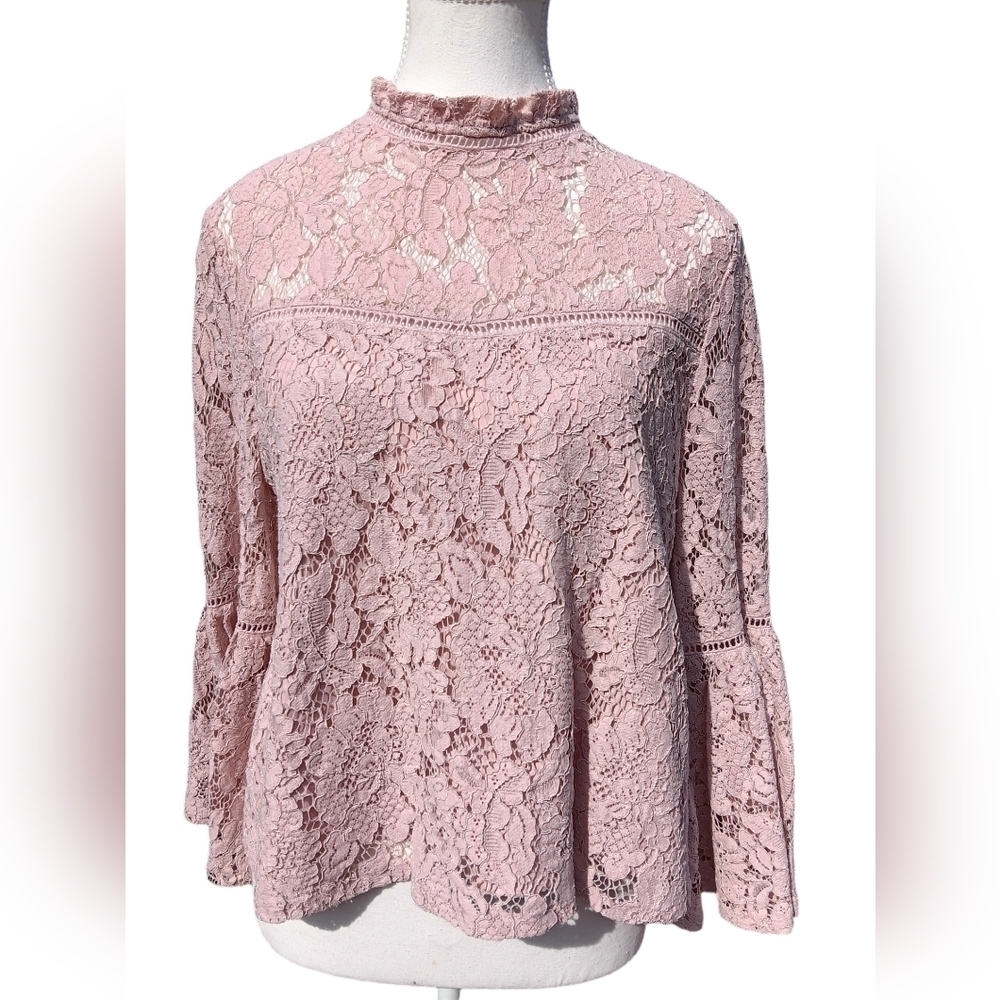 Jack BB Dakota Wild Heart Top Blouse Light Mauve Lace Boho Size Medium